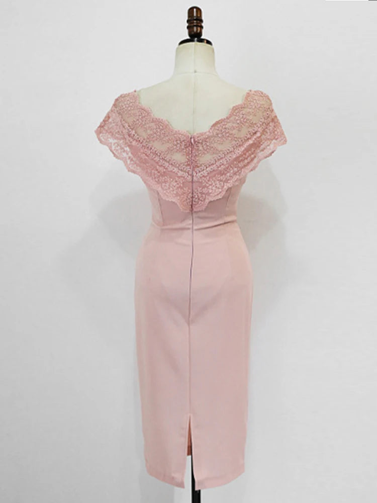 New Summer Elegant Women Evening Dress Chic Sweet Sexy Off-Shoulder Slim Midi Dresses Party Gown Vacation Birthday Mujer Vestido