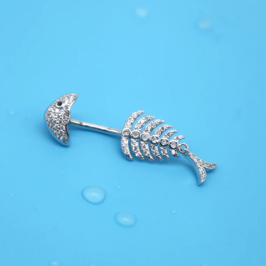 MIQIAO Best Selling 925 Sterling Silver Piercing Women Jewelry Body Accessories Fish Ring Piercing Belly Button Luxury