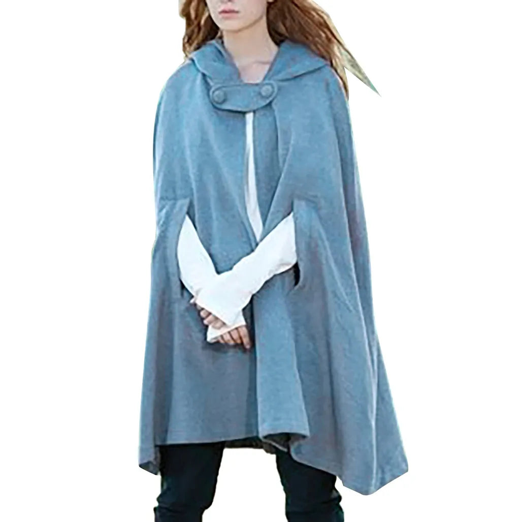 Red Cloak Women Outwear Hooded Coat Thin Vintage Gothic Medieval Cape Poncho Casual Maxi Long Cardigan for Spring Autumn