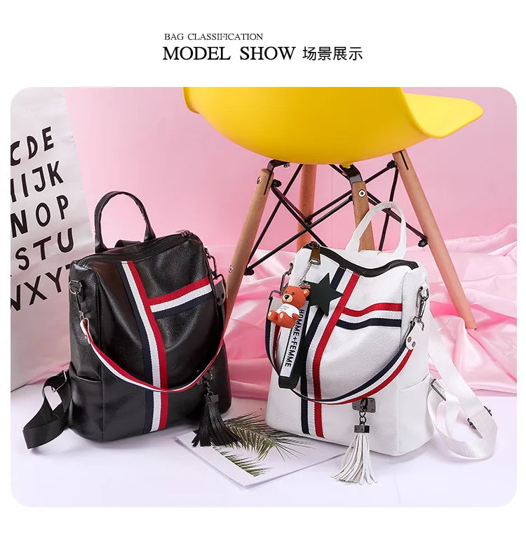 WHITE BLACK Bags For Women  New Fashion Zipper Ladies Backpack PU Leather School Bag Crossbody shoulder bag for you