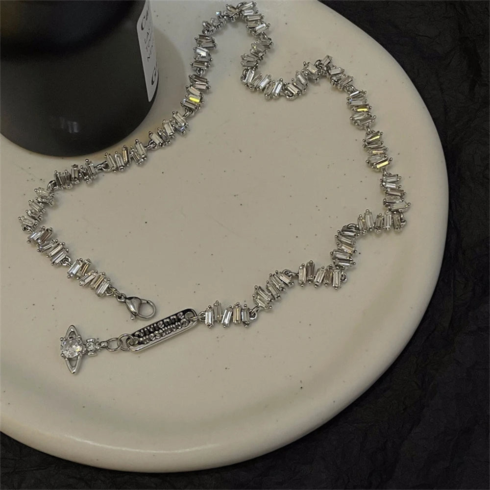 Vintage Temperament personality Minimalism Style Zircon Necklace for women's  Jewelry  accessories