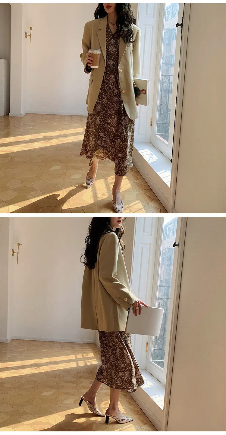 ARTKA 2023 Spring New Women Dress Elegant Loose Puff Sleeve Prints Dresses V-Neck High Waist A-Line Chiffon Long Dress A22LA055C