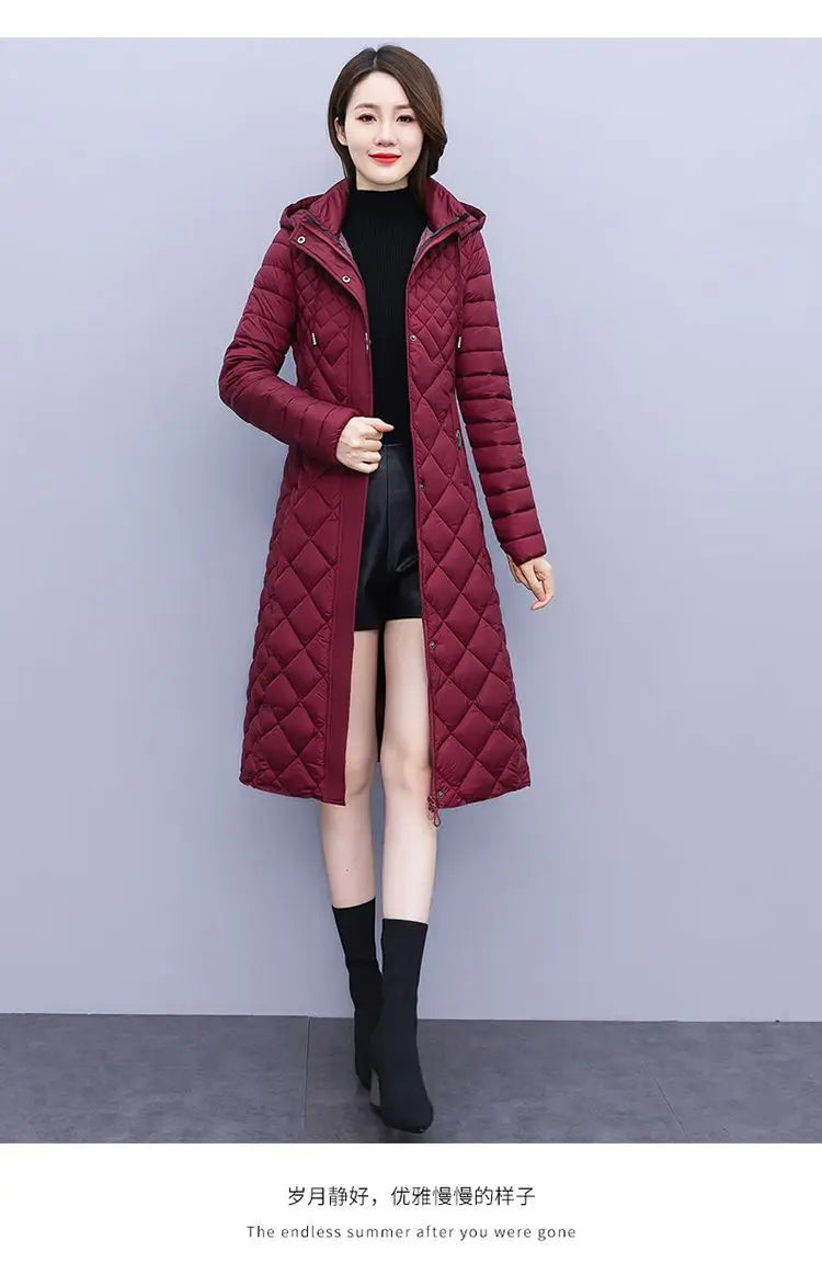 New Cotton-Padded Women Light Down Cotton Coat Long Autumn Winter Jacket Supersize Female Detachable Hooded Parker Overcoat 7XL