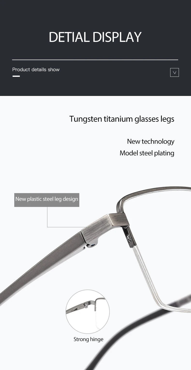 Pure Titanium Glasses Frame Men Square Eyewear Male Classic Full Optical Prescription Eyeglasses Frames Gafas Oculos N80015N