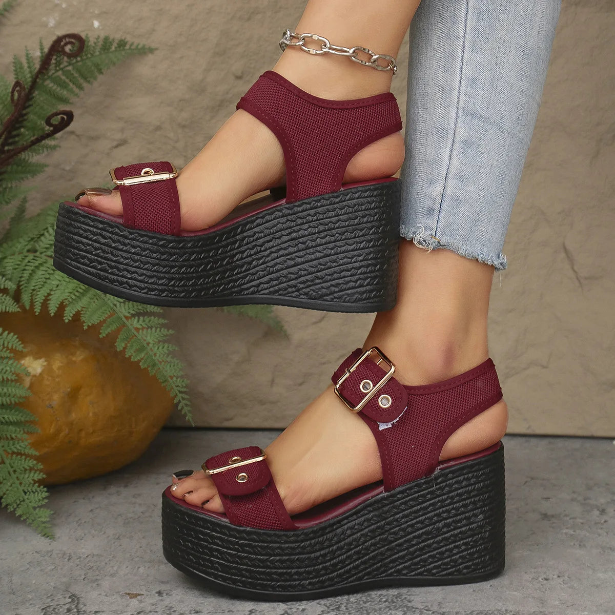 Summer Women's High Heel Shoes 2025 New Casual Platform Wedge Heel Sandals Women's Fashion Open Toe Rome Sandals Sandalias Mujer