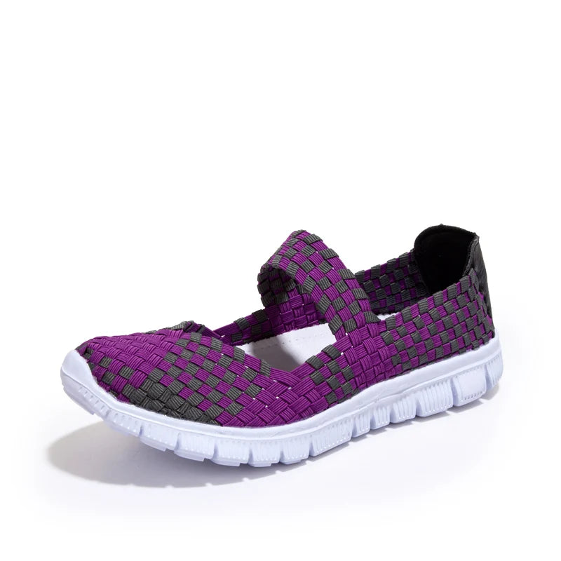 Women Running Sneakers Shoes Summer Breathable Walking Woven Shoe Anti-slip Handmade Weave Lightweight Female Flats Casual Shoe