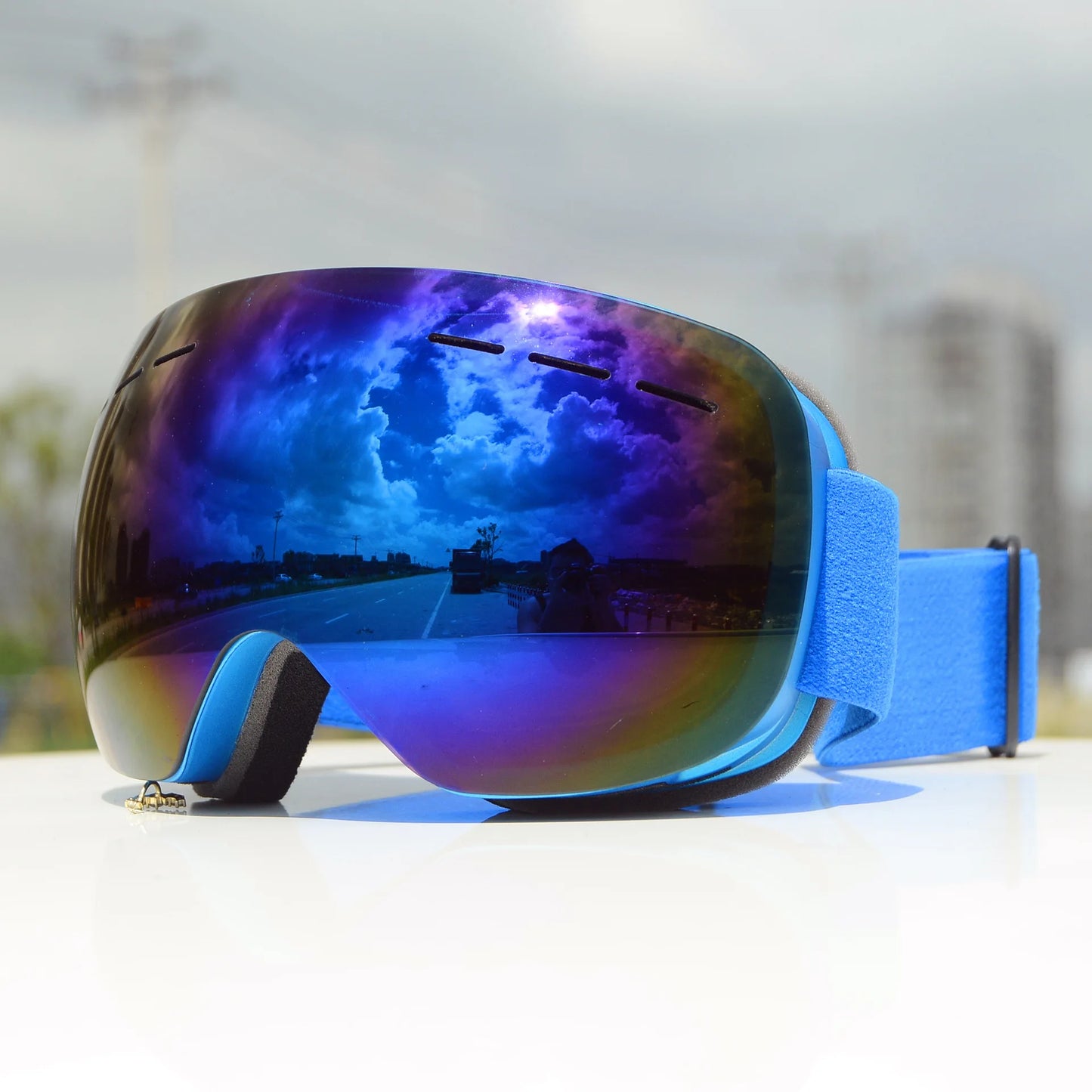 Outdoor new double layer anti-fog ski goggles snow skis glasses snowmobile glasses outdoor sports skiing