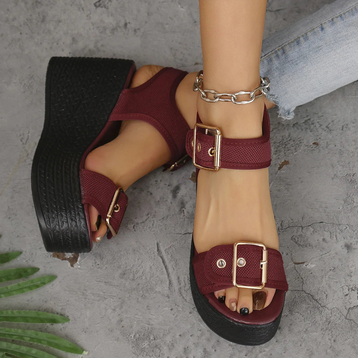 Summer Women's High Heel Shoes 2025 New Casual Platform Wedge Heel Sandals Women's Fashion Open Toe Rome Sandals Sandalias Mujer