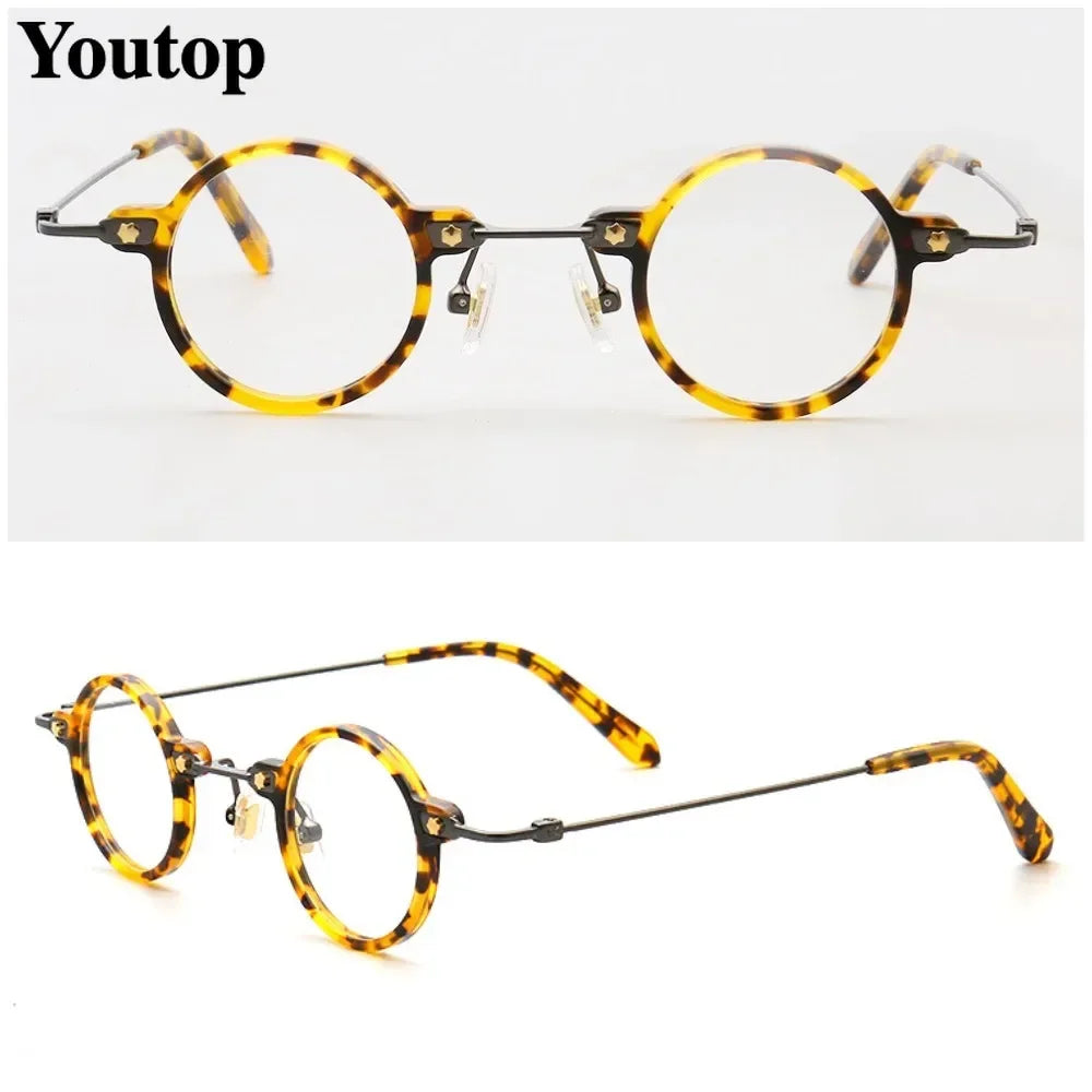 Retro Round Men Eyeglass Frames Optical Eyewear Women Vintage Glasses Prescription Spectacles Tortoise Eyeglasses Clear Hipster