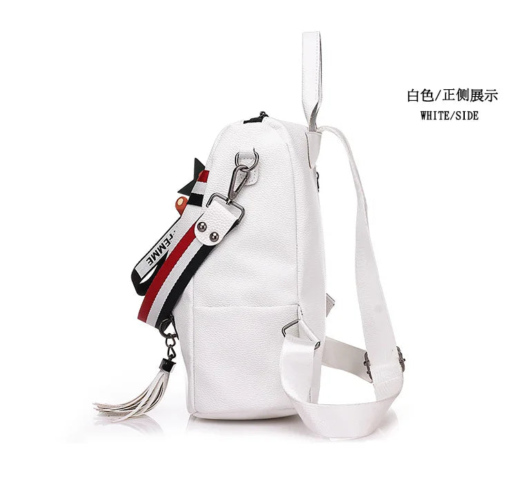 WHITE BLACK Bags For Women  New Fashion Zipper Ladies Backpack PU Leather School Bag Crossbody shoulder bag for you