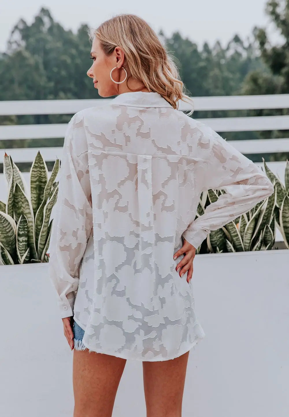 Elegant Long Sleeve Lapel Lace Blouse Office Lady Spring Summer Hollow Out Jacquard Loose Shirt Oversized Tops Luxury Chic Tunic