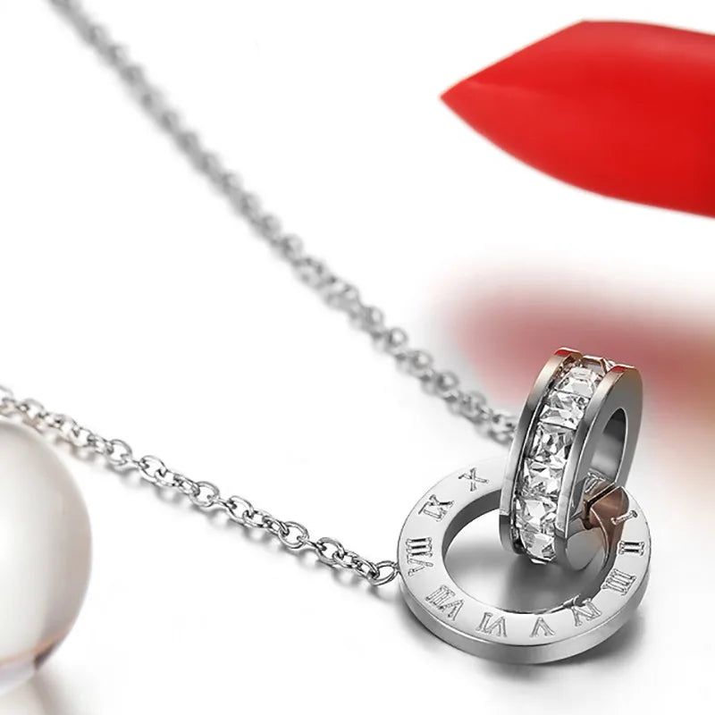 2022 New Stainless Steel Necklaces and Bracelet for Women Roman Numerals Luxury Chain Necklace Fashion Jewelry Girl Gift Trendy