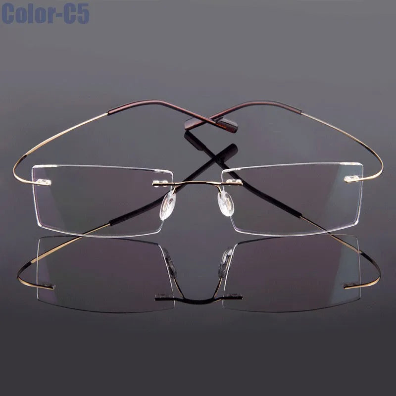 Metal Frame Glasses Women Style Rimless Eye Glasses Nearsighted Spectacles Flexible Temple New Arrival Eyewear Custom Lens Shape