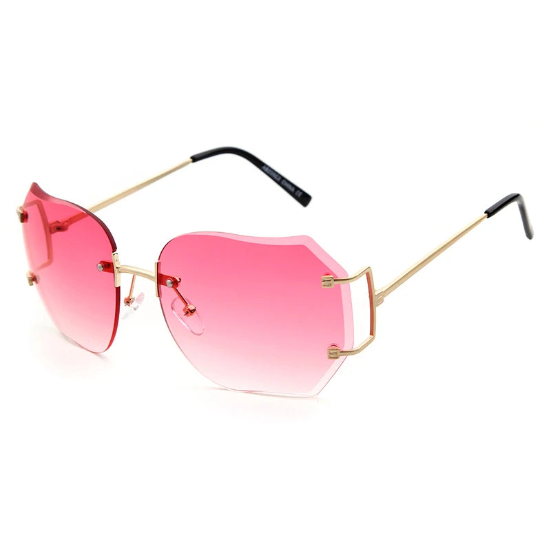 2023 New rimless Frame Metal Sunglasses Women Cool Style Clear Brand Designer retro Square Shades Female Style Dropshiping