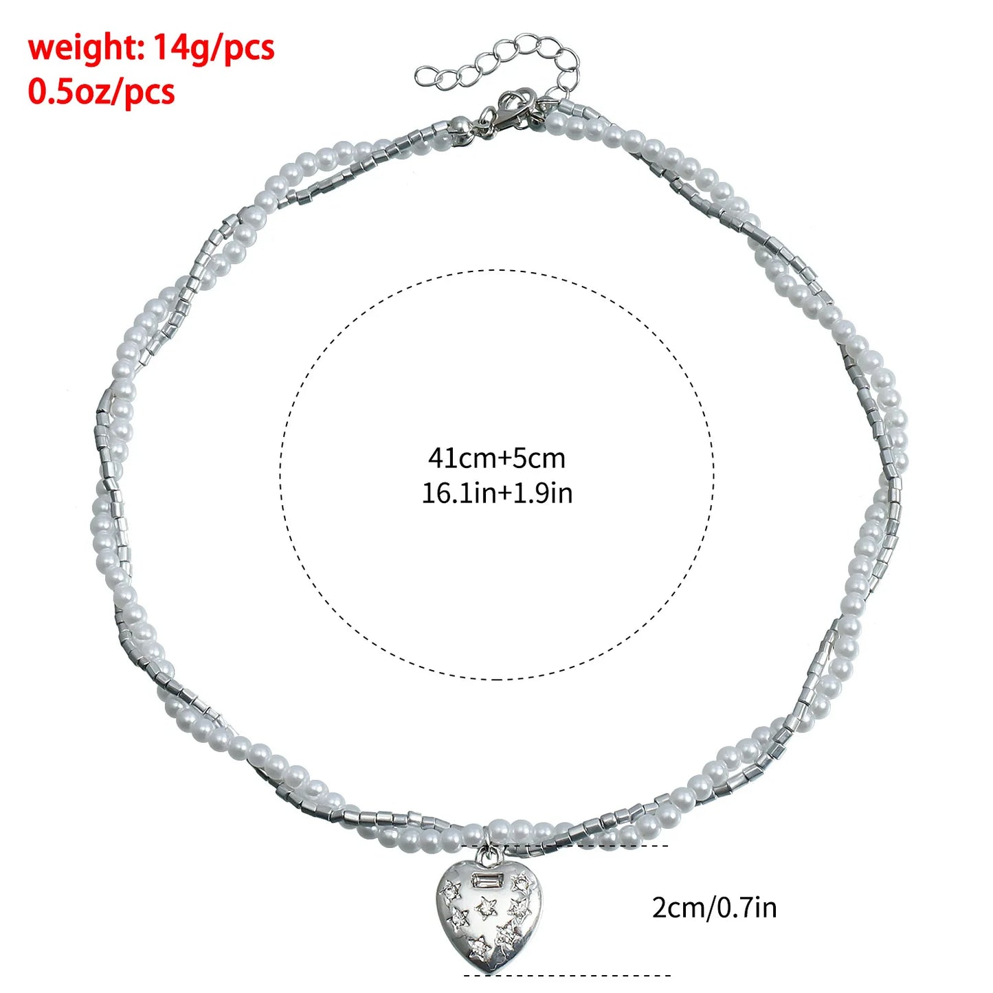 Y2K Heart Beaded Necklace Women Boho Crystal Class Gravel Clavicle Chain Cool Y2K Choker Exquisite Fashion Jewelry