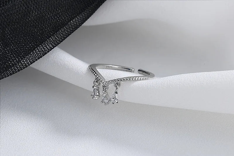 925 Sterling Silver Star Crytal Ring for Women Girl Personality Simple Adjustable Exquisite Jewelry Dropshippipng Gift