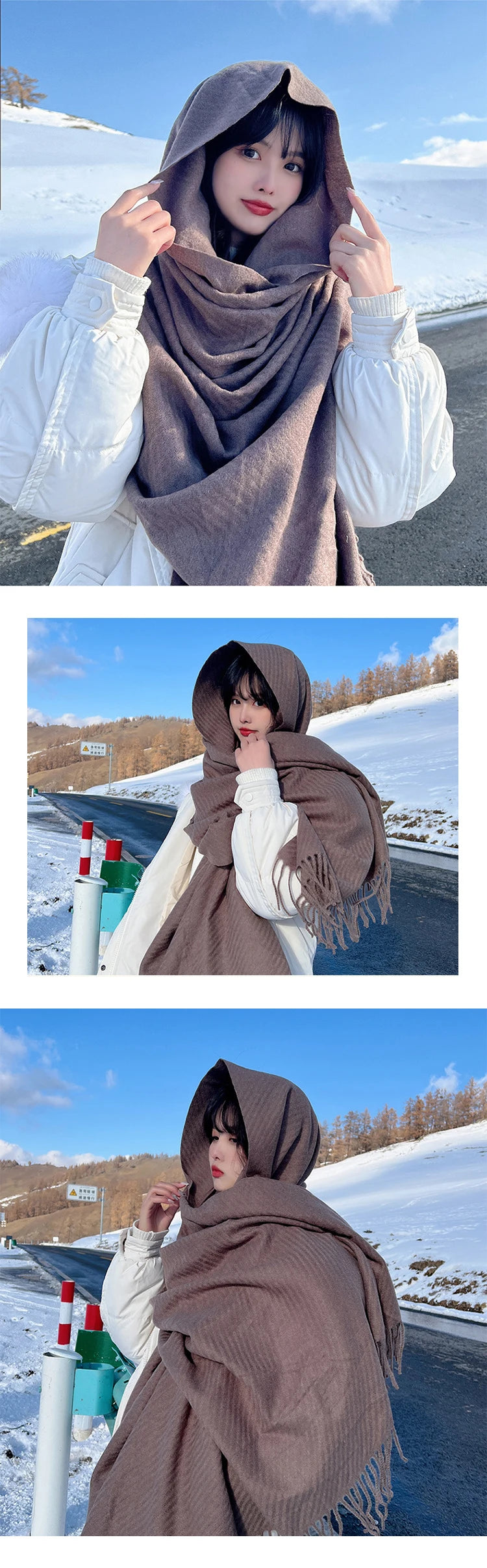 Winter Knitted Cashmere Vintage Scarf Ladies Women Hijab Scarve Pashmina Mujer Female Foulard Bufanda Big Blanket Shawl Echarpe