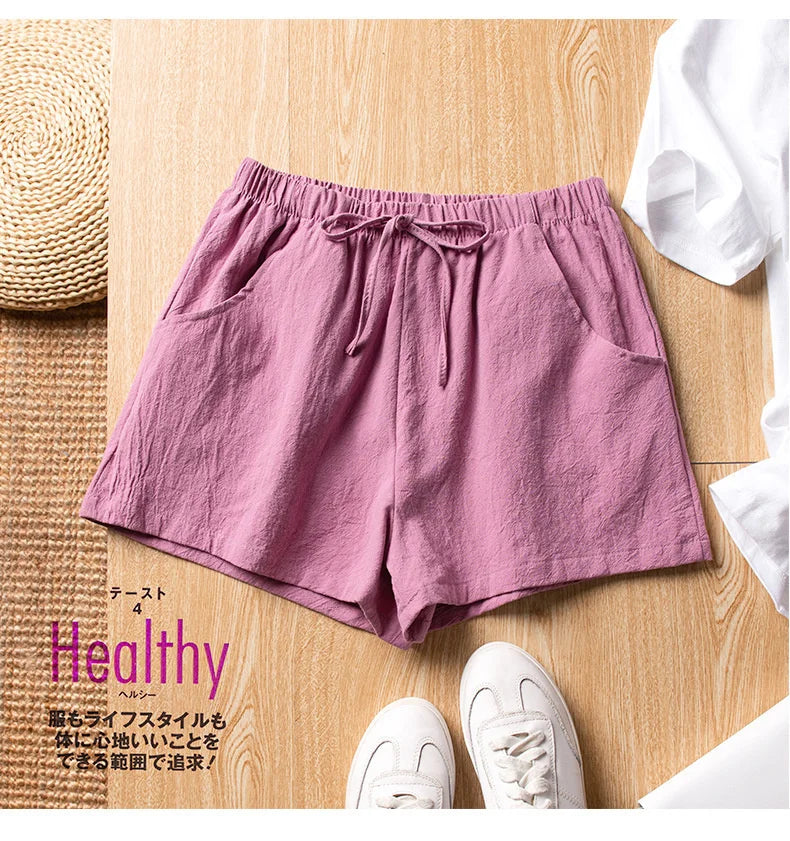 Cotton Linen Shorts Women Fashion Workout Shorts High Waiste Short Pants Ladies Black Shorts Casual Women Shorts Sport Femme