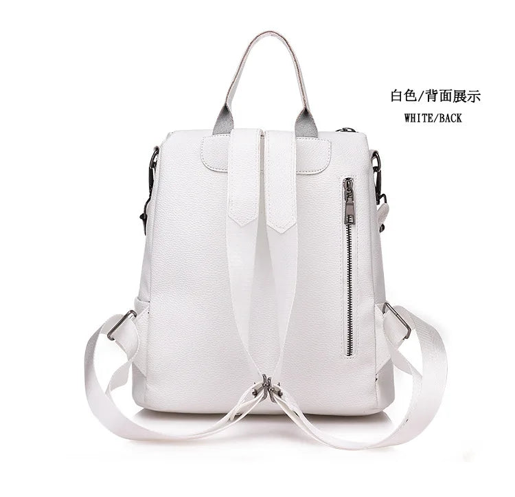 WHITE BLACK Bags For Women  New Fashion Zipper Ladies Backpack PU Leather School Bag Crossbody shoulder bag for you
