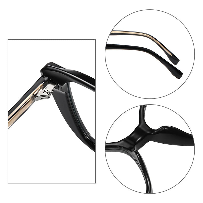 Women Fashion Cat Eye Shape Optical Glasses Frame with Recipe Prescription Female Eyewear Stylish Full Rim TR-BC908