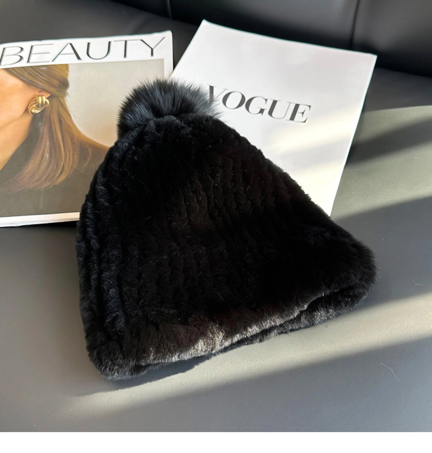 Real Rex Rabbit Fur Hat For Women Winter Thickened Fur Hat Warm Ear Protection Hat Hand Knitted Fur Hat Outdoor Natural Fur Hats