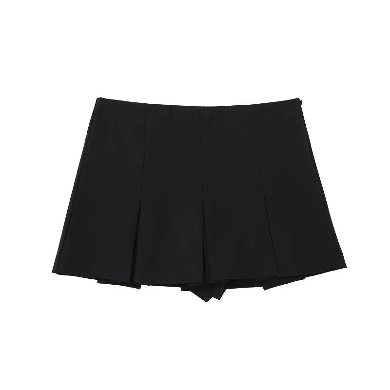 MUJER Women's Shorts Skirts High Waist Pleated Skirt Shorts Women Striped Bermuda Shorts Woman Fashion Casual Mini Shorts Women