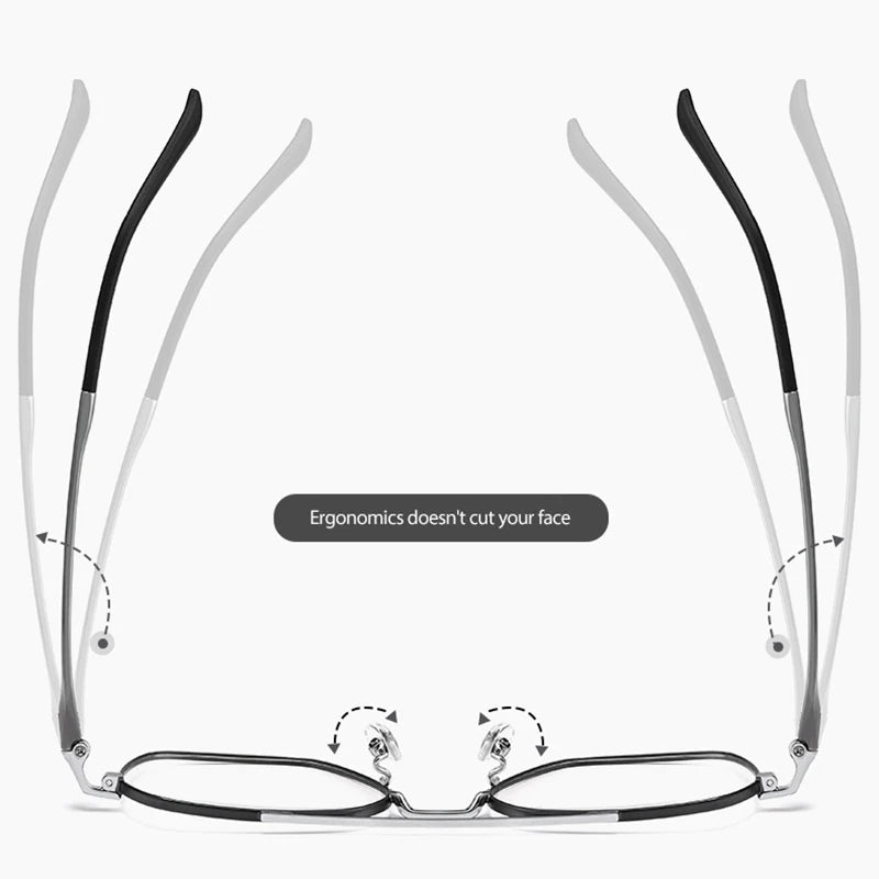Full Rim Metal Frame Glasses for Men and Women, Titanium Legs, Retro Style, Polygon Myopia Eyewear, New Arrival