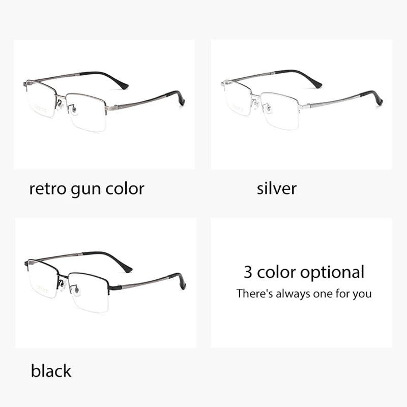 Pure Titanium Glasses Frame Men Square Eyewear Male Classic Full Optical Prescription Eyeglasses Frames Gafas Oculos N80015N