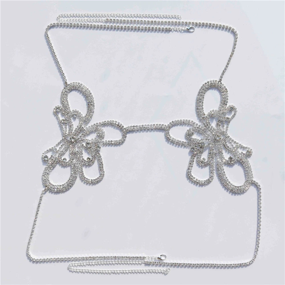Fashion Butterfly Bra Bikini Top Lingerie for Women Sexy Rhinestone Luxury Crystal Body Chain Harness Necklace Jewelry Party
