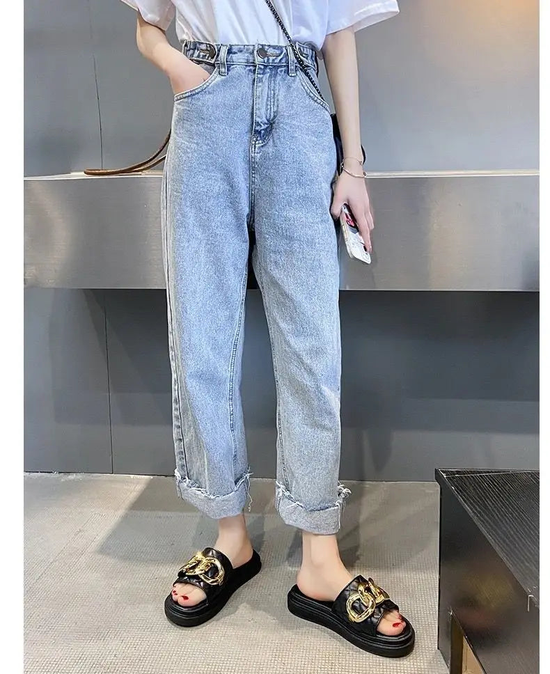 Net Red Fashion Thick Bottom Sandals And Slippers Women's All-match Summer Casual Metal Buckle One-word Slippers