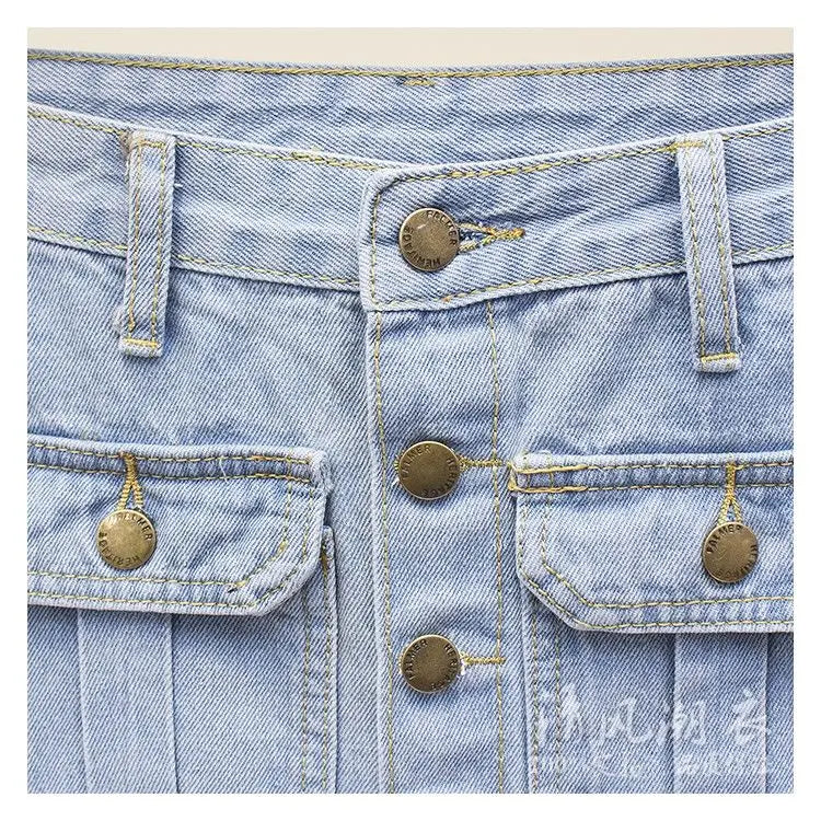 2024 Women Spring Autumn New Front Split Denim Sheath Skirts Female Single-Breasted Midi Skirts Ladies High Waist Pencil Skirts