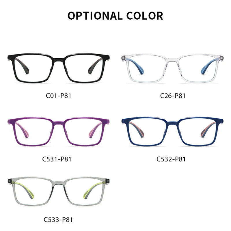 New Blue Light Blocking Glasses Frame Optical Prescription Eyewear Fashion Men and Women Full Rim TR-90 Plastic Flexible Specs