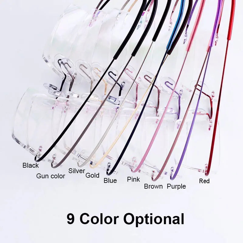 Metal Frame Glasses Women Style Rimless Eye Glasses Nearsighted Spectacles Flexible Temple New Arrival Eyewear Custom Lens Shape