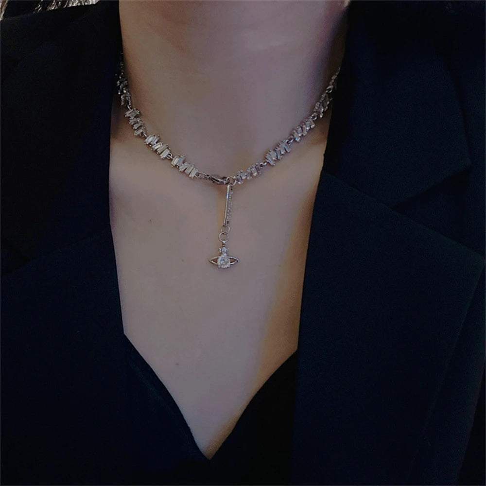 Vintage Temperament personality Minimalism Style Zircon Necklace for women's  Jewelry  accessories