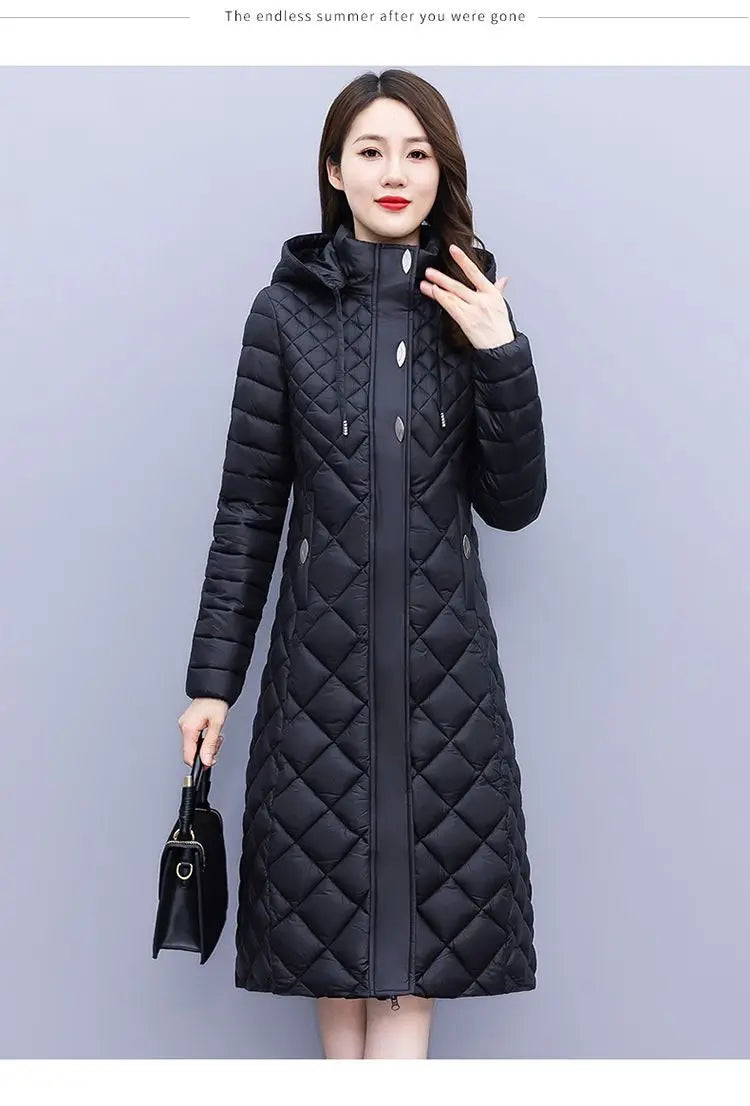 New Cotton-Padded Women Light Down Cotton Coat Long Autumn Winter Jacket Supersize Female Detachable Hooded Parker Overcoat 7XL