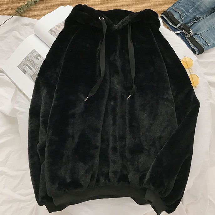 2023 Autumn New Light Luxury Fashion Hooded Sweater Men Loose Long-sleeved Warm Plush Jacket Top Boutique Clothing Simple Style