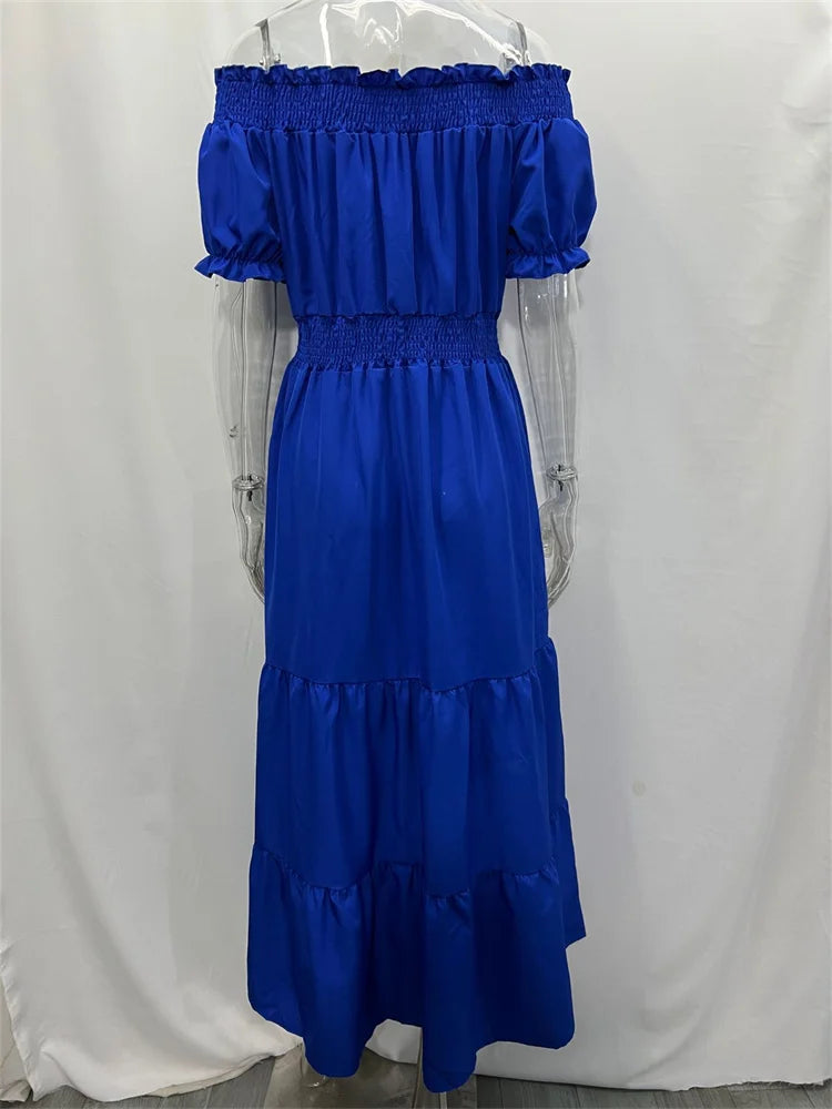 Green Boho Maxi Dress Women Summer Oversize Loose Casual Slash Neck Long Dress Female Fashion Elegant Beach Party Dress 2023 New