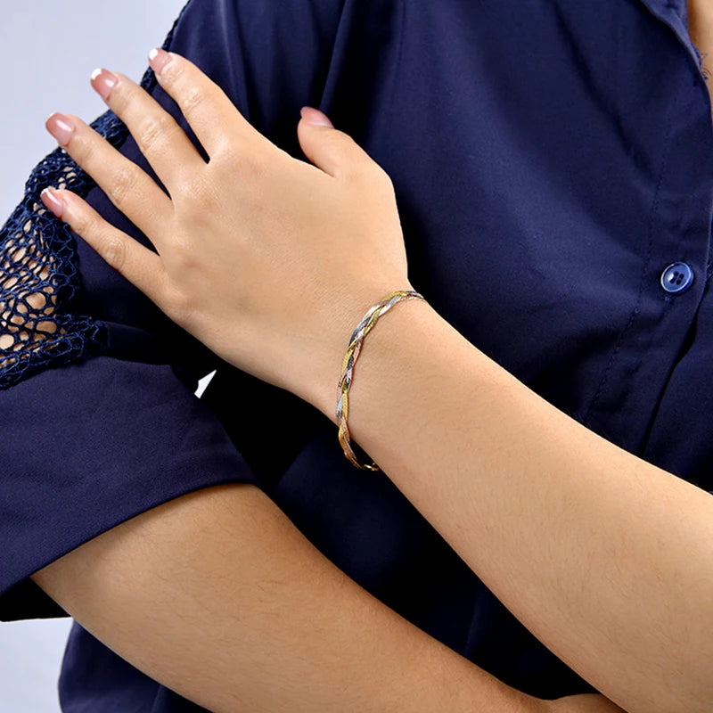 MIQIAO Genuine 925 Sterling Silver Italian Bracelets Jewelry For Women Three Color Threads Woven Gift Party Hand Bracelets