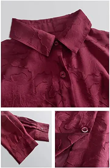 Elegant Long Sleeve Lapel Lace Blouse Office Lady Spring Summer Hollow Out Jacquard Loose Shirt Oversized Tops Luxury Chic Tunic