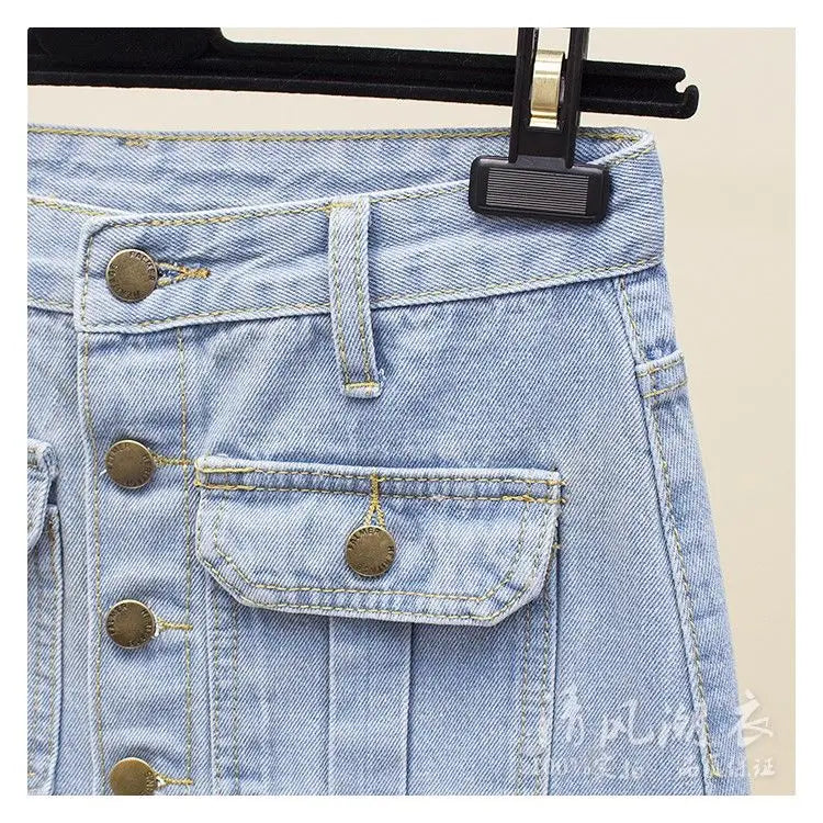 2024 Women Spring Autumn New Front Split Denim Sheath Skirts Female Single-Breasted Midi Skirts Ladies High Waist Pencil Skirts