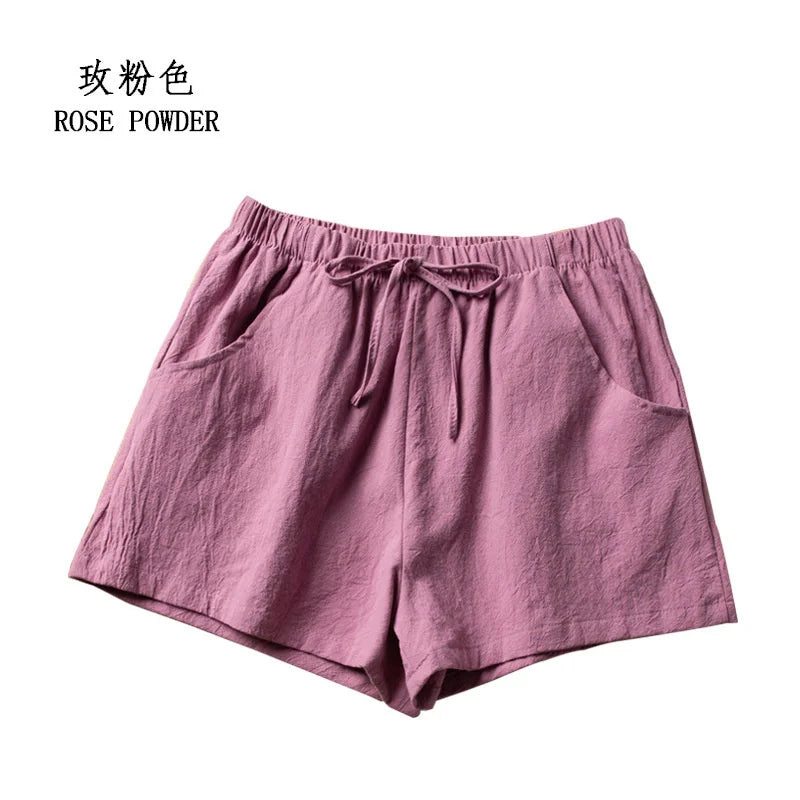 Cotton Linen Shorts Women Fashion Workout Shorts High Waiste Short Pants Ladies Black Shorts Casual Women Shorts Sport Femme
