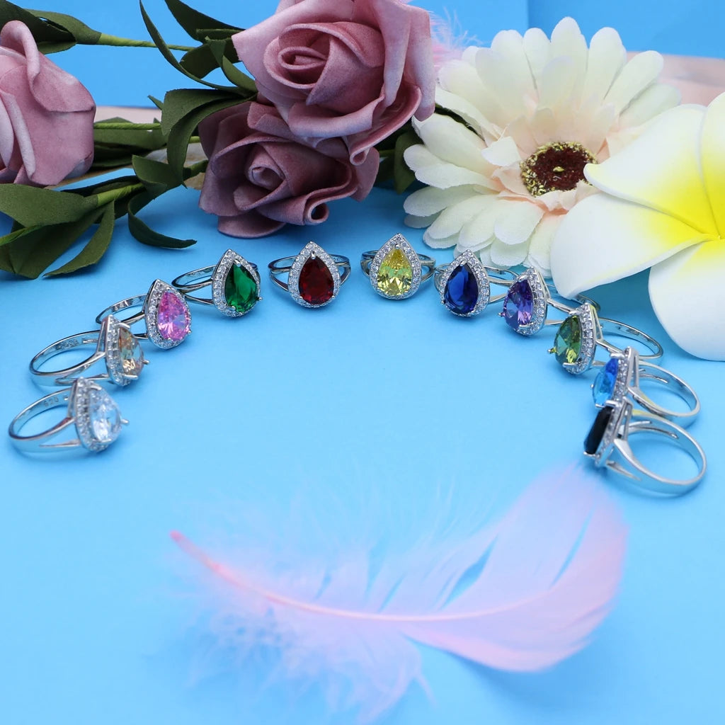 Wedding Bride Silver 925 Jewelry Sets Women White Topaz Long Earrings Bracelet Necklace Rings Luxury Fashion Set Dropshipping