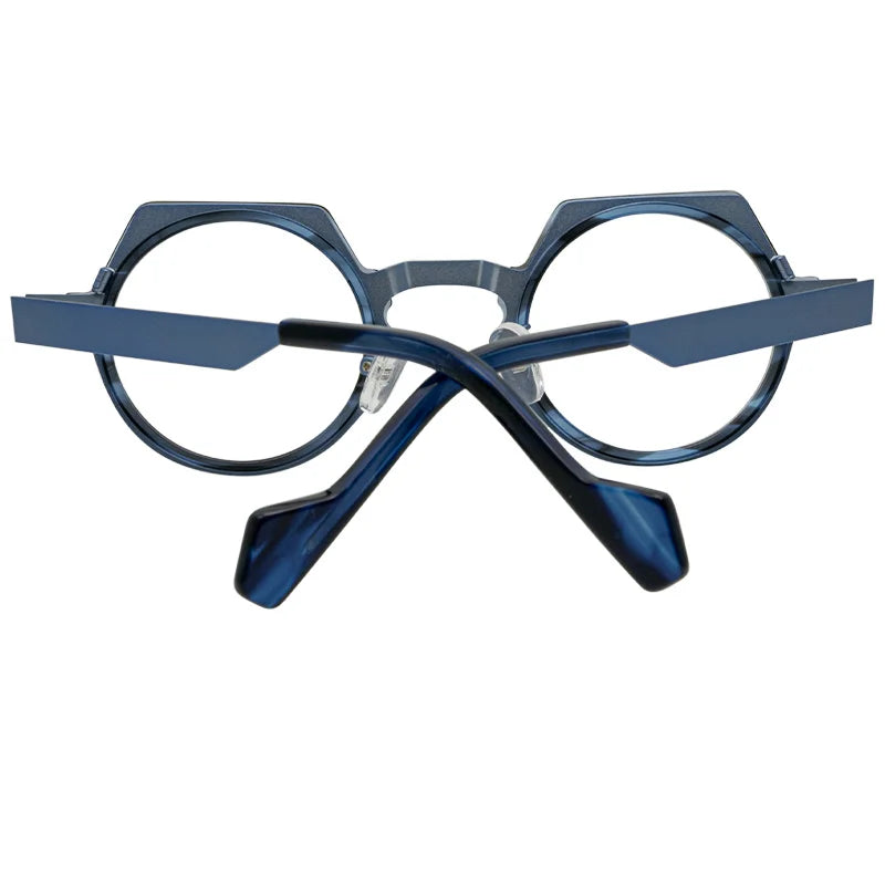 Retro polygonal eyewear frame, ultra light pure titanium eyewear frame, plain colored glasses for male and female students