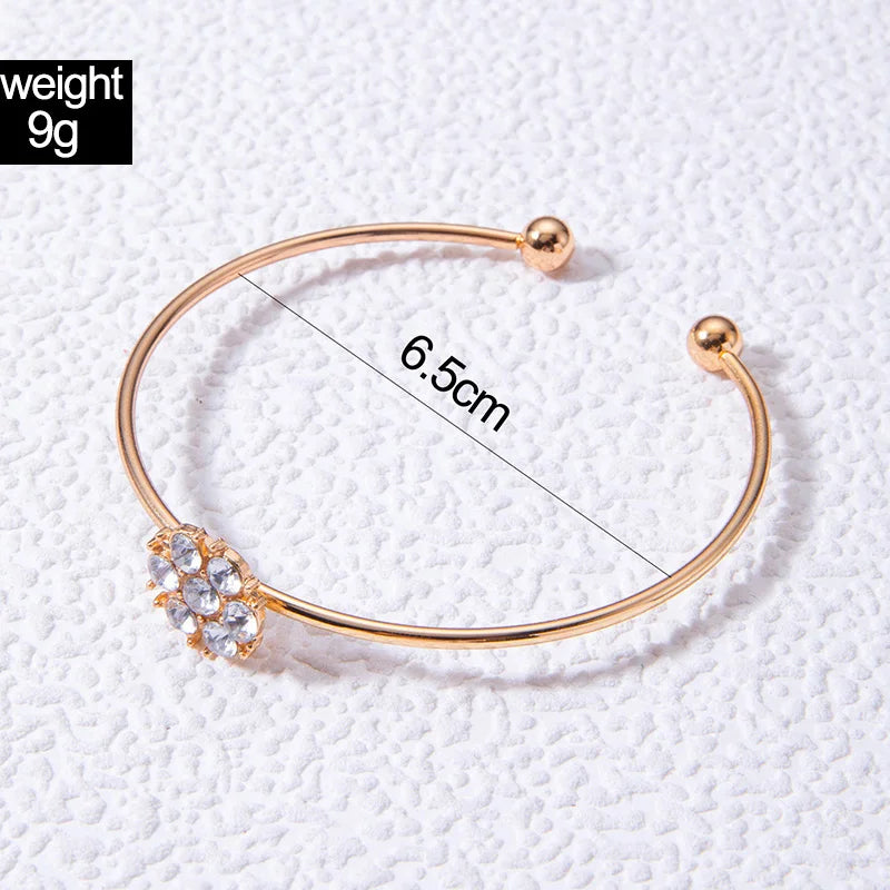 Tocona Luxury Fashion Flower Gold Colour Bangle for Women Girl Korean Charms Crystal Stone Alloy Metal Jewelry браслет 24120