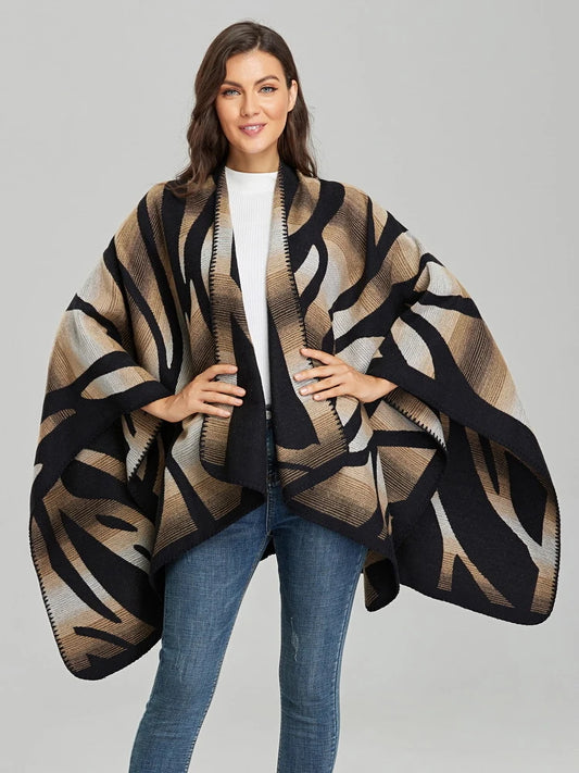 Imitation Cashmere Women Zebra Print Scarf Vintage Winter Warm Shawl Wrap Female Casual Knitted Warm Split Soft Thick Blanket