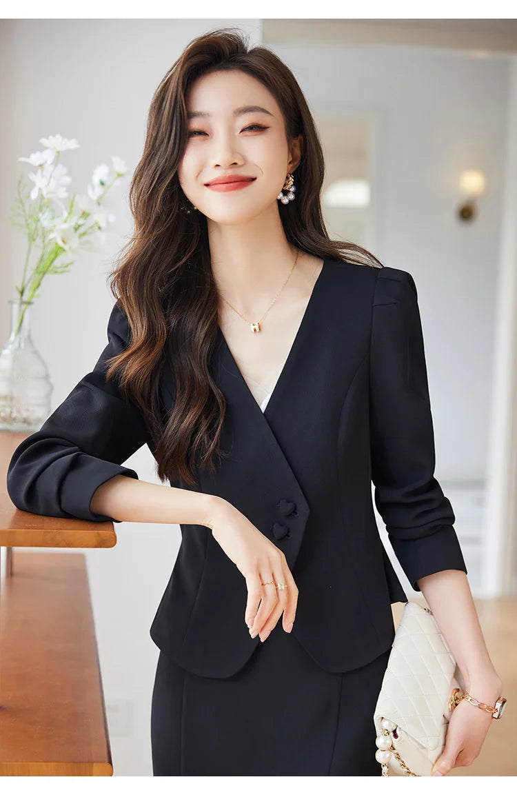 Formal Women Business Suits with Blazer Coat and Fishtail Skirt Professional Ladies Office Work Wear Uniform Clothing Sets