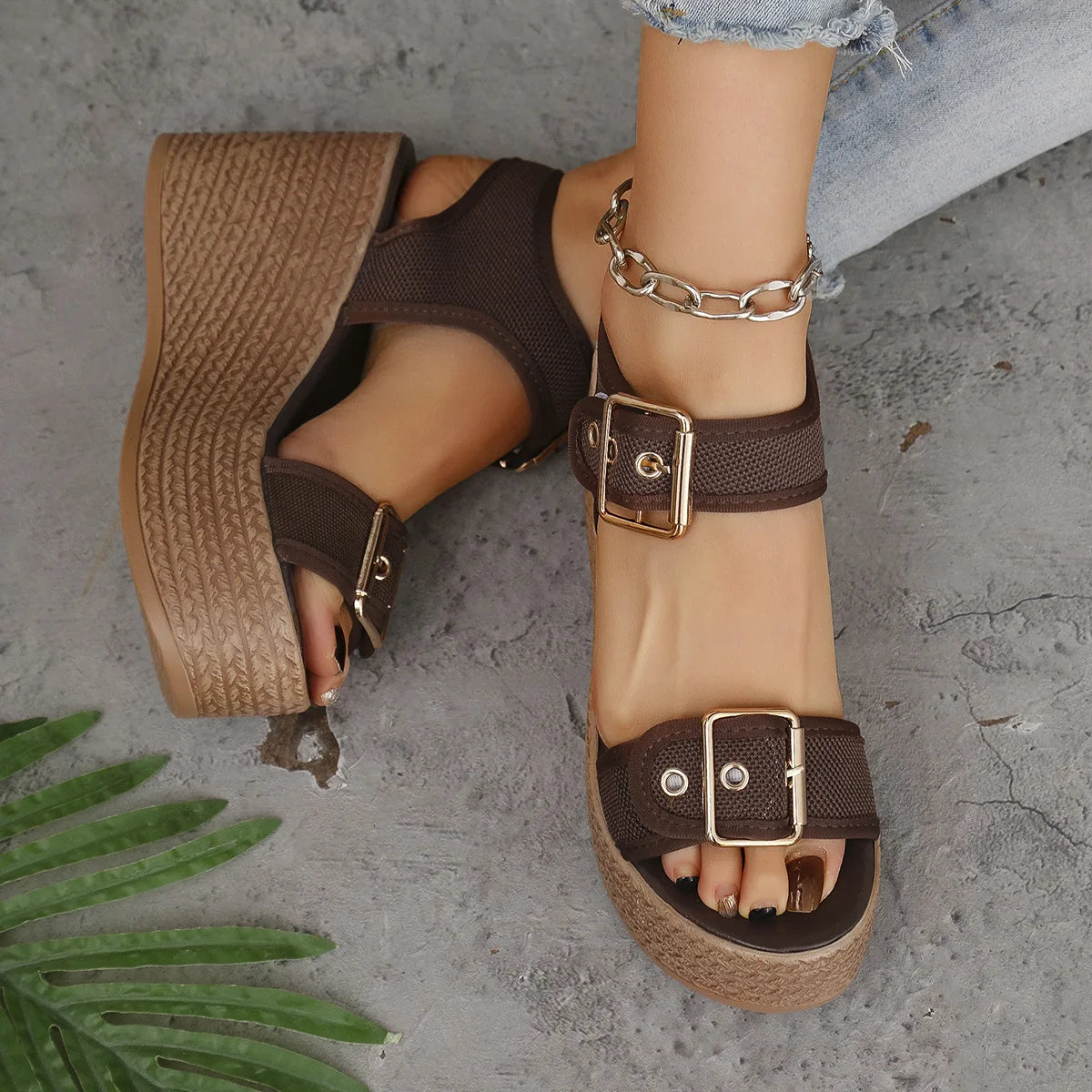Summer Women's High Heel Shoes 2025 New Casual Platform Wedge Heel Sandals Women's Fashion Open Toe Rome Sandals Sandalias Mujer