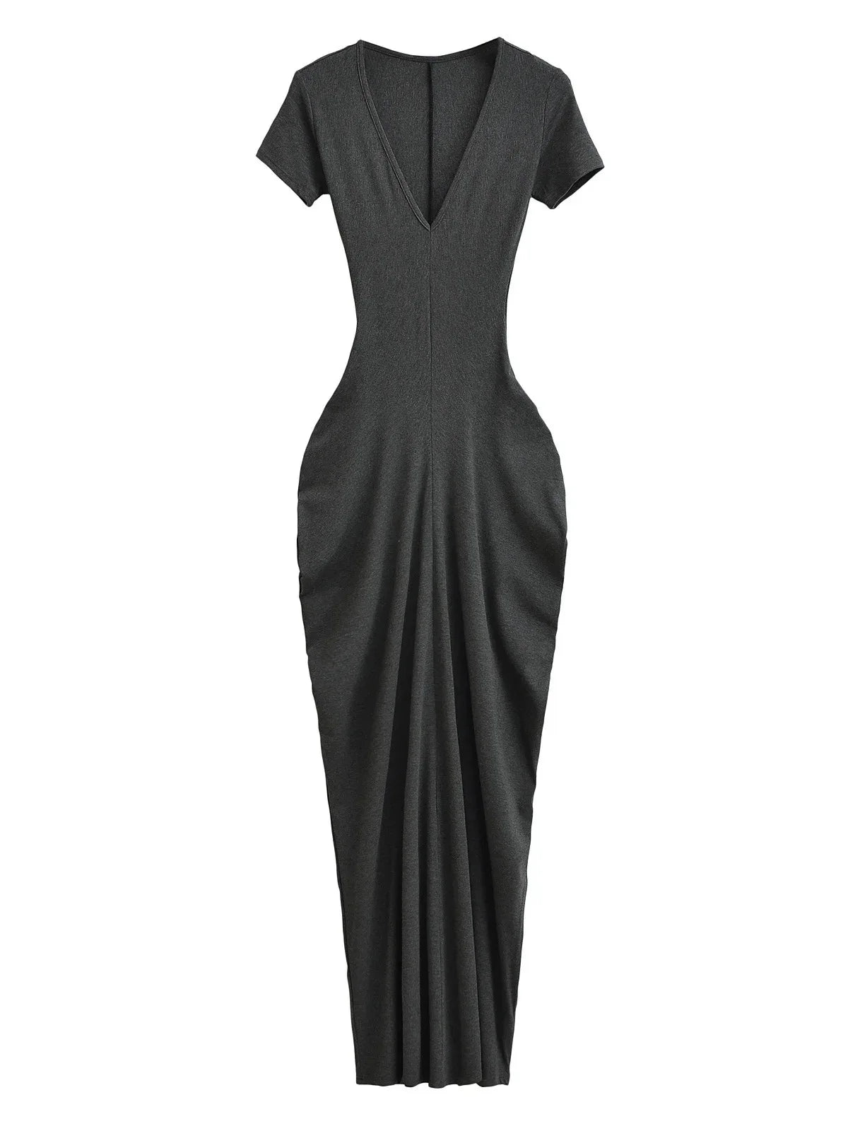 Spicy Girl Sexy Short Sleeved Dress 2024 Summer New High Waist Wrapped Hip Tight Large V-neck Long Dress 90AU