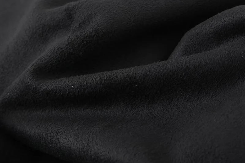 2023 Women's Autumn Black Faux Leather Wide Leg Fleece Pants Vintage Winter High Waist Office Lady PU Female Trousers Mujer