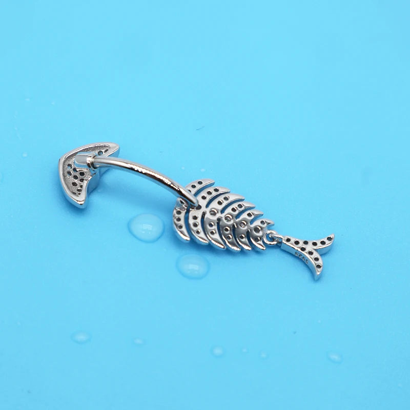 MIQIAO Best Selling 925 Sterling Silver Piercing Women Jewelry Body Accessories Fish Ring Piercing Belly Button Luxury